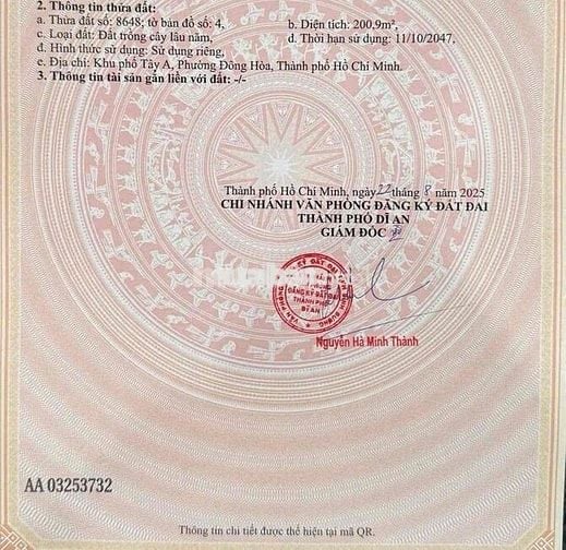 Lô Đất Sát Đường Võ Thị Sáu Đông Hoà, Cách BigC Go 500m