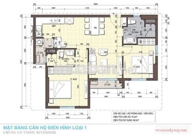 Cho thuê căn hộ Conic Riverside, 2PN2W, có nhà ở sẵn