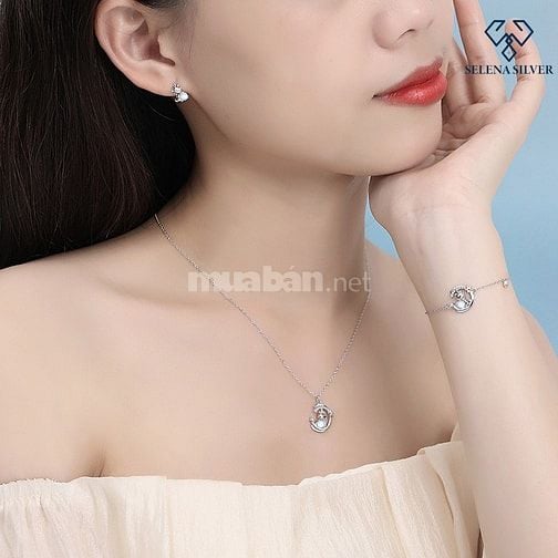 Bông tai bạc nữ đính đá CZ hình kỳ lân Cute Selenasliver