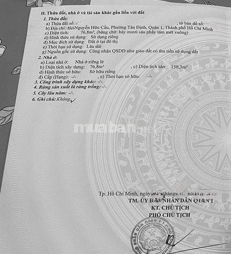 BÁN NHÀ MẶT TIỀN : 20 NGUYỄN HỮU CẦU - P. TÂN ĐỊNH - Q. 1