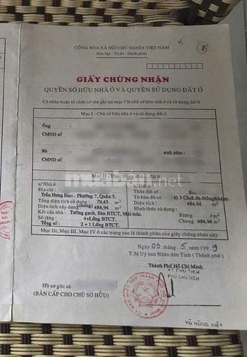 Chung cư Trần Hưng Đạo P7 Q5 3PN , SHR gần NH Đồng Khánh , hỗ trợ NH
