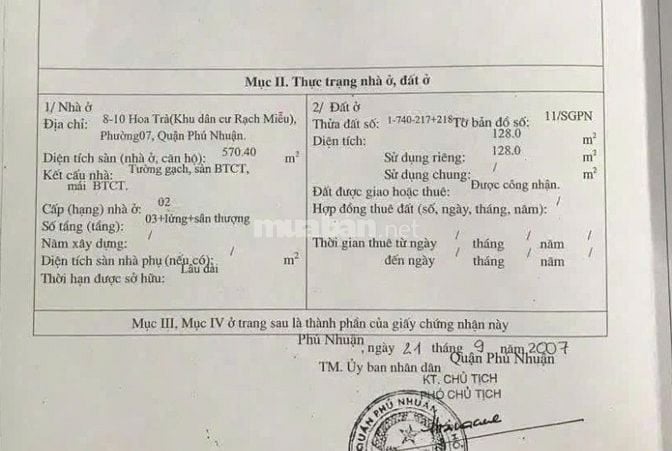 Chính Chủ Gửi Bán Gấp Mặt tiền 8-10 Hoa Trà, Phú Nhuận, 8x16m.42 tỷ