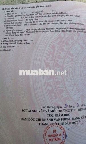 Đất Thủ Dầu Một Bình Dương 5,5x23. 1ty950