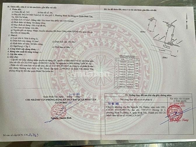 Cần bán nhà HXH 842 Tỉnh Lộ 10 - sát Khu Tên Lửa.