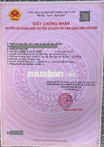 Đất mặt tiền kinh doanh gần chợ Dĩ An, phường Dĩ An, TP Dĩ An