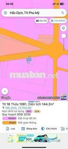 Bán lô đất trung tâm hắc dịch ngay gần vòng xoay,dt:5x29 giá 1.9ty