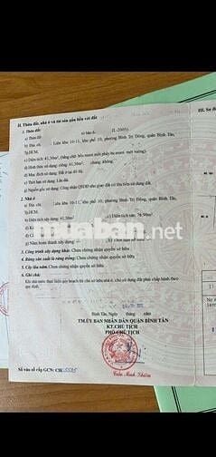 Nhà đường Liên Khu 10-11 (Phan Anh) 4x10.5 1lầu hẻm 6m 4tỷ 350 hg Tây