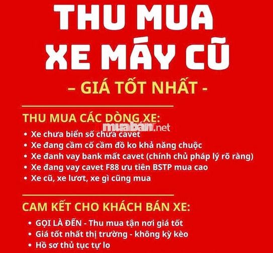 THU MUA TẤT CẢ CÁC LOẠI XE, XE NÀO CŨNG MUA