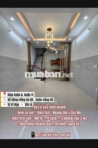 Mặt tiền hẻm(Vừa ở vừa kinh doanh) , 3 phòng 3wc sát đầm sen