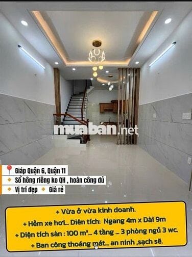 🏡Bán nhà Quận 6 - Nhỉnh 4tỷ🌷 - Khu sầm uất -Nhà Mới Ở Ngay - Ko LG QH😍