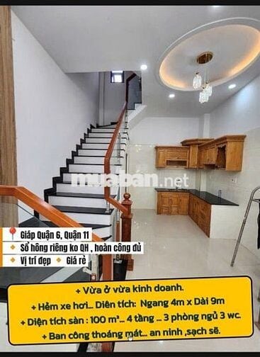 🏡Bán nhà Quận 6 - Nhỉnh 4tỷ🌷 - Khu sầm uất -Nhà Mới Ở Ngay - Ko LG QH😍