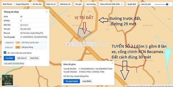 Vị trí đẹp gần nhất KCN Tân Tiến 1-2, đường 29m nhựa