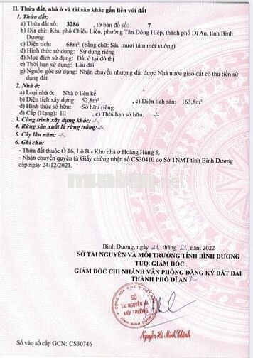NHÀ PHỐ CHÍNH CHỦ – SỔ HỒNG RIÊNG, P. DĨ AN, TP.HCM