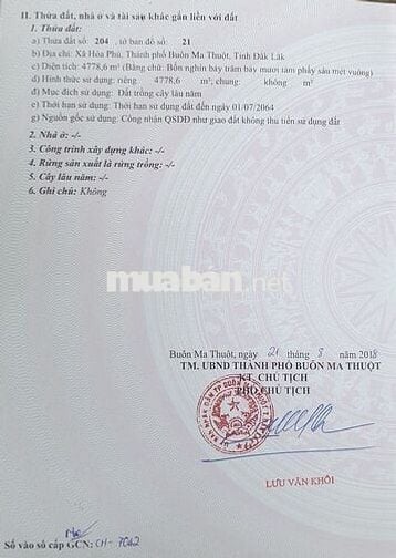 Chính chủ bán đất rẫy xã  Hoà Phú - Buôn Ma Thuột