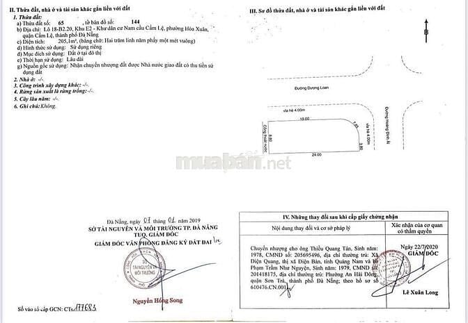 Cần bán lô góc ngã tư đối diện chưng cư Hòa Xuân