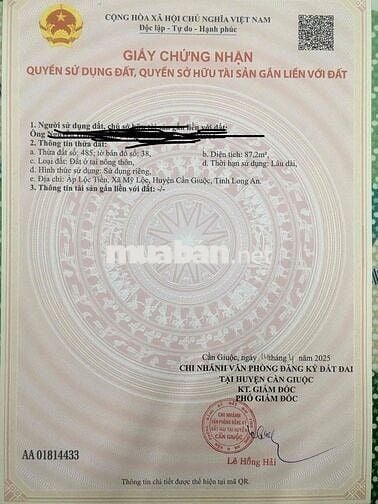 đất thổ 90m2 đường xe hơi lộc trung chíng chủ