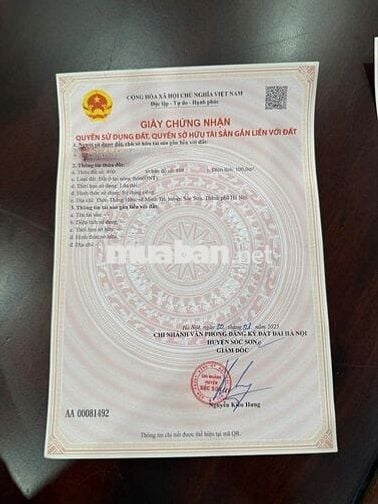 Cần Bán 02 Lô Đất Tại Thôn Thắng Hữu, Xã Minh Trí,Huyện Sóc Sơn,Hà Nội