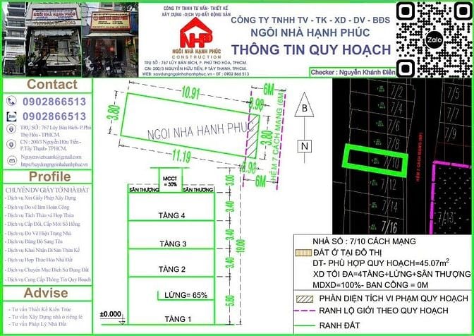 Bán nhà 7/10 Cách Mạng, Phường Tân Thành, Tân Phú, 3,8x12m