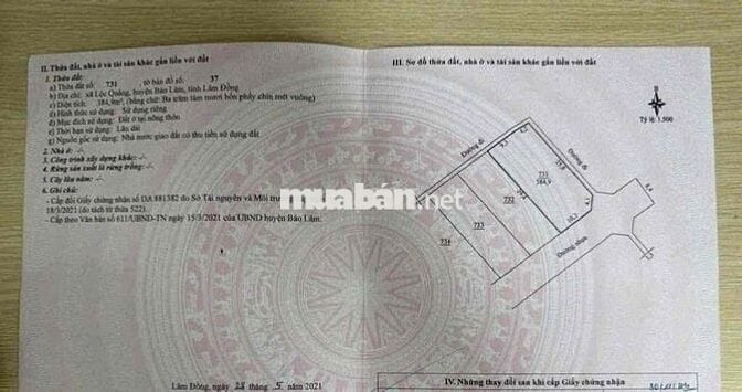 Lô đất 3 mặt tiền sẳn thổ cư Lộc Quảng