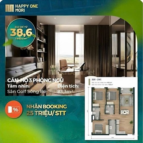 BOOKING 1 TẶNG 1 - CĂN HỘ 1PN CHỈ TỪ 1TY9 THANH TOÁN 300TR KÍ VĂN BẢN