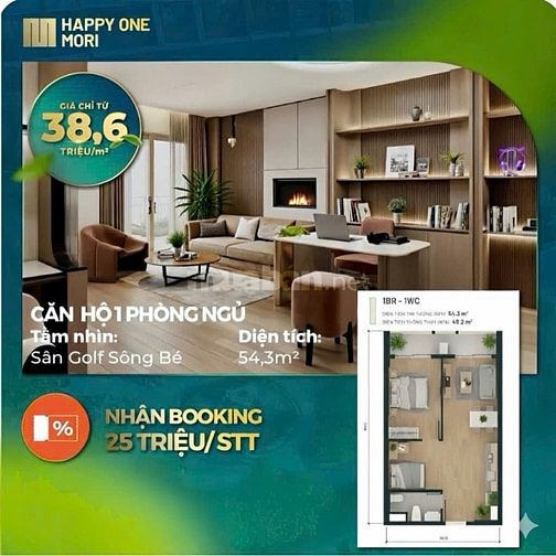 BOOKING 1 TẶNG 1 - CĂN HỘ 1PN CHỈ TỪ 1TY9 THANH TOÁN 300TR KÍ VĂN BẢN