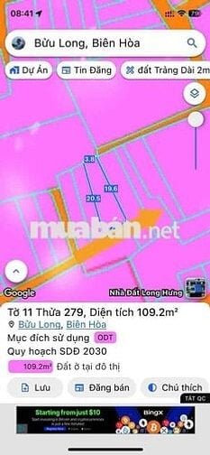 Đất thổ cư sổ riêng Bửu Long 109m2 giá 1.65 tỷ