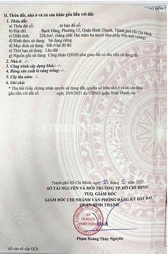 BÁN NHÀ MẶT TIỀN : 19 - 21 BẠCH ĐẰNG - P. 15 - Q. BÌNH THẠNH - TPHCM.
