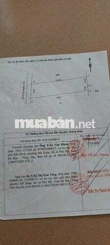 BÁN ĐẤT SÔNG XOÀI, PHÚ MỸ, BRVT