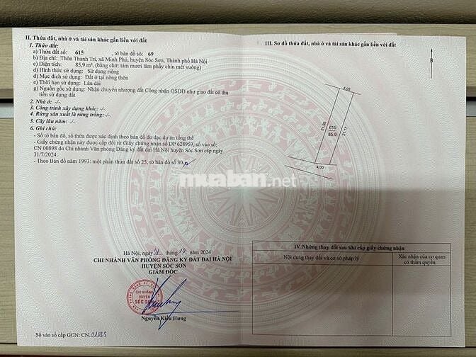 1.8 tỷ CÓ NGAY   85.9m² Full Thổ Cư TẠI THANH TRÍ – KIM ANH – SÓC SƠN