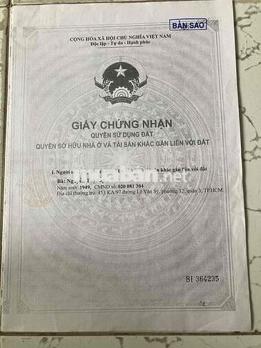Bán căn hộ chung cư 518 Võ văn Kiệt,