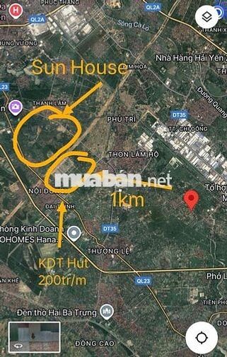 Gần Shophouse Sun Group và KDT Hut Mê Linh 200tr/m và KCN Quang Minh Gần Shophouse Sun Group và KDT Hut Mê Linh 200tr/m và KCN Quang Minh
