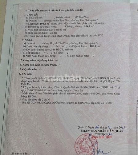 BÁN NHÀ GÓC 2 MẶT TIỀN : 838 HUỲNH TẤN PHÁT - P. TÂN PHÚ - Q. 7 - HCM