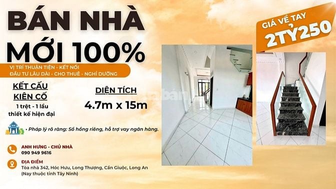 NHÀ PHỐ MỚI 100% - CẦN GIUỘC LONG AN CHỈ 2 TỶ 250-ANH HƯNG 0909499616