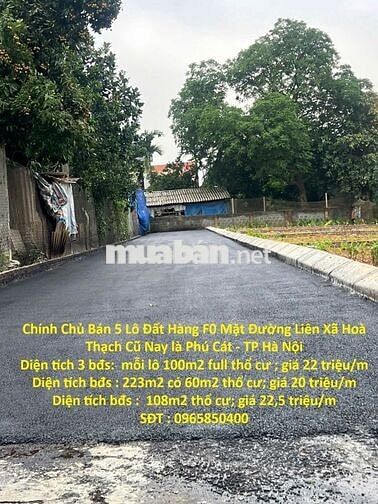 Bán 5Lô Đất Hàng F0 Đường Liên Xã Hoà Thạch Cũ Nay là Phú Cát TPHà Nội Bán 5Lô Đất Hàng F0 Đường Liên Xã Hoà Thạch Cũ Nay là Phú Cát TPHà Nội