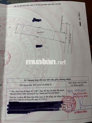 Cần bán gấp lô đất gần 100m2, đường Trần Thị Dương, Phường Dĩ An