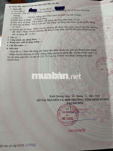 Cần bán gấp lô đất gần 100m2, đường Trần Thị Dương, Phường Dĩ An