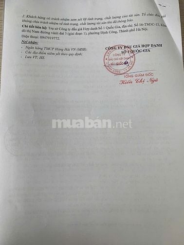 CÔNG TY ĐẤU GIÁ HỢP DANH SỐ 1 QUỐC GIA THÔNG BÁO BÁN ĐẤU GIÁ TÀI SẢN 