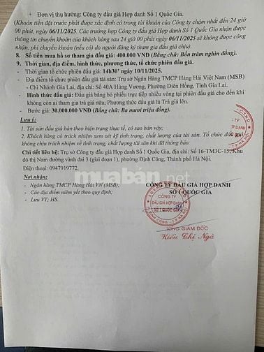 CÔNG TY ĐẤU GIÁ HỢP DANH SỐ 1 QUỐC GIA THÔNG BÁO BÁN ĐẤU GIÁ TÀI SẢN 