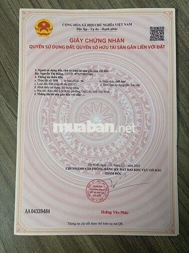 NHÀ TRỆT LỬNG Hương Lộ 2 Trảng Bàng, 5X30=150M2 SHR 830tr, xây kiên cố