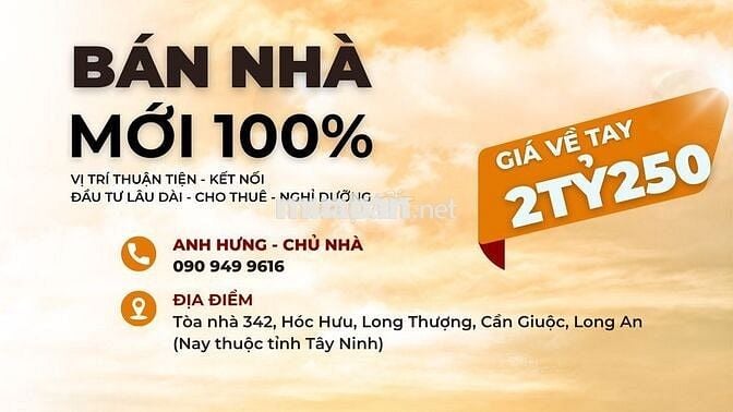 NHÀ PHỐ MỚI 100% - 70M2 LONG AN CHỈ 2 TỶ 250