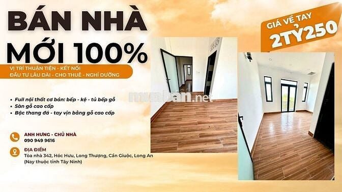 NHÀ PHỐ MỚI 100% - 70M2 LONG AN CHỈ 2 TỶ 250