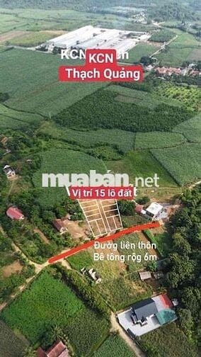 BÁN ĐẤT SÁT KCN THẠCH QUẢNG 100m2, GIÁ 160 TRIỆU