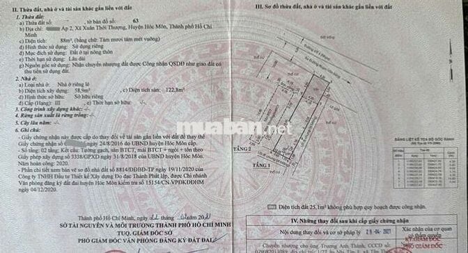 Bán nhà mặt tiền Xuân Thới Thượng 4, gần đường  Phạm Văn Sáng