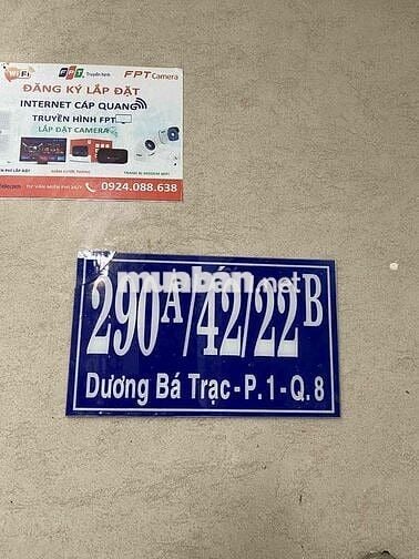 cần bán nhà hẻm cục 2mặt  đường DBT Q8 DT 3x7 1 trệt 1 lầu 2 nhà vs