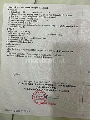 Bán nhà mặt tiền 1B Sơn Kỳ, phường Sơn Kỳ, ngay Aeon, 4x10m