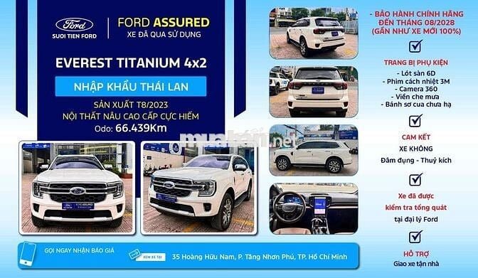 EVEREST TITAN 4x2 sx2023 bảo hành hãng Ford 2028
