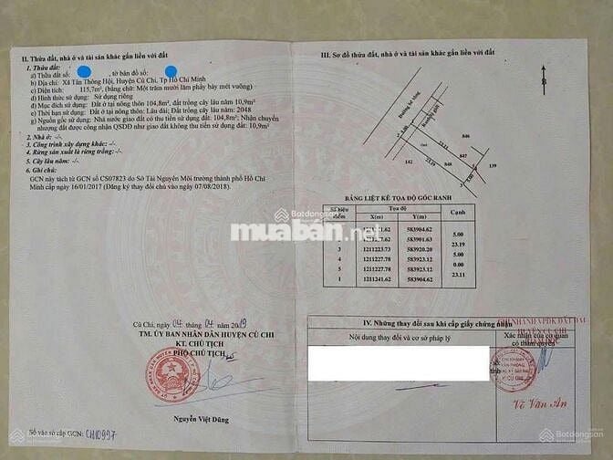 Đất thổ cư 115m2 đường Liêu Bình Hương, Tân Thông Hội giá 850tr, SHR