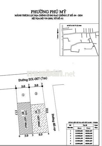 3.09 DX 007 Phú Mỹ, 2 lô có lô nở hậu