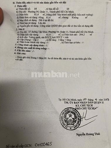 Nhà chính chủ mặt tiền Tân Khai