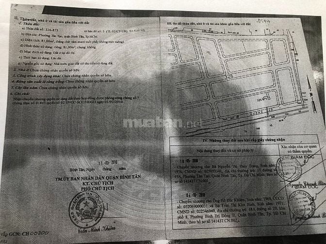 Chính Chủ Cần tiền bán gấp lô đất mặt tiền đường số 47, P.Tân Tạo